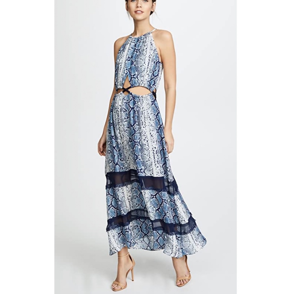 Ramy Brook Norina Silk Maxi Dress in Spring Navy